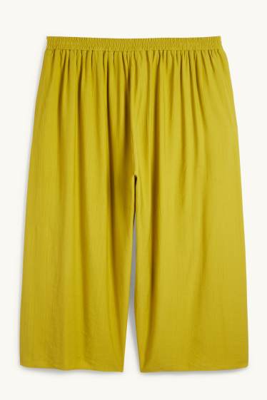 Femmes - Pantalon en toile - high waist - wide leg - kaki