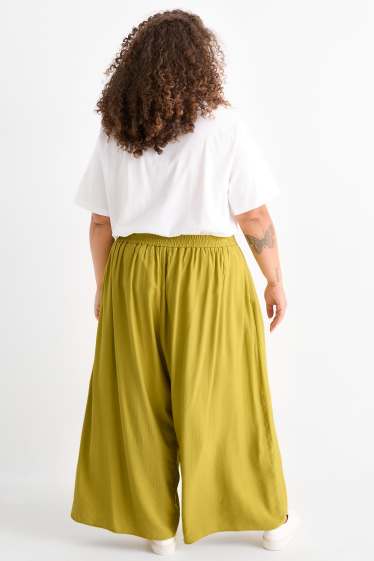 Femmes - Pantalon en toile - high waist - wide leg - kaki