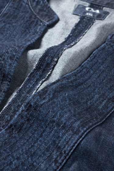 Women - V-neck denim top - denim-dark blue