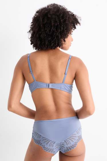 Donna - Reggiseno con ferretti - BALCONETTE - imbottito - blu