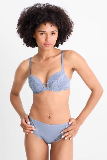 Donna - Reggiseno con ferretti - push up - blu