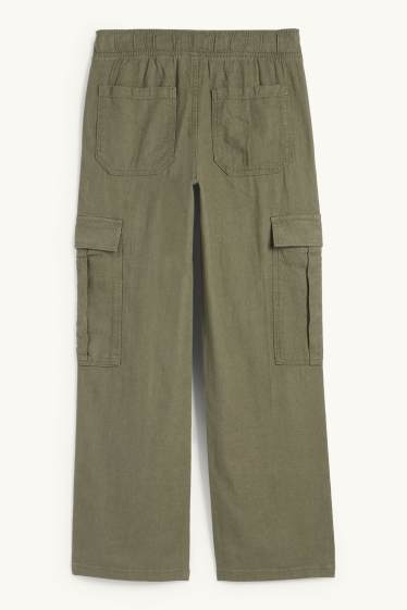 Nen - Pantalons cargo - mescla de lli - caqui