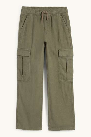 Nen - Pantalons cargo - mescla de lli - caqui