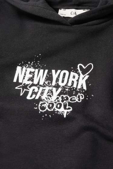 Kinder Mädchen - New York - Hoodie - schwarz