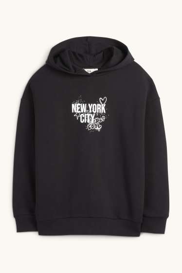 Kinder Mädchen - New York - Hoodie - schwarz