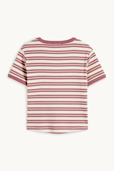 Nena - Samarreta de màniga curta - acanalat - de ratlles - rosa fosc