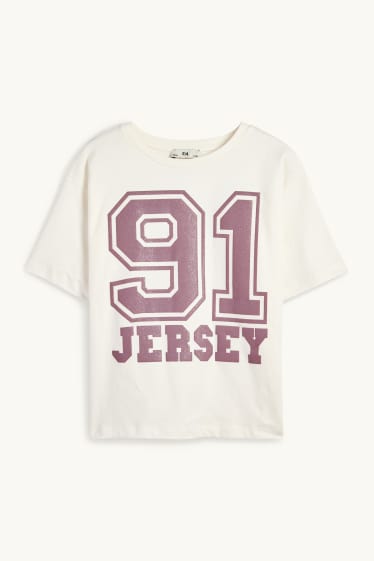 Children Girls - Short sleeve T-shirt - shiny - cremewhite