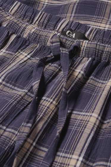Donna - Pantaloni - vita media - gamba ampia - a quadretti - blu scuro