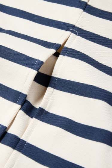 Dámské - Pouzdrová sukně - pruhovaná - tmavomodrá / krémově bílá