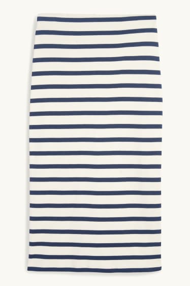 Dámské - Pouzdrová sukně - pruhovaná - tmavomodrá / krémově bílá