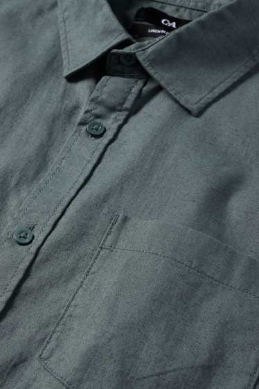 Herren - Hemd - Regular Fit - Kent - Leinen-Mix - grün
