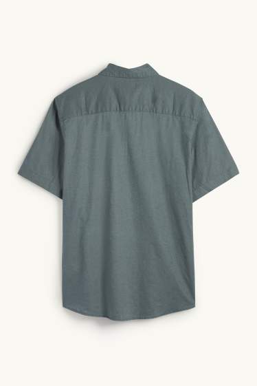 Herren - Hemd - Regular Fit - Kent - Leinen-Mix - grün