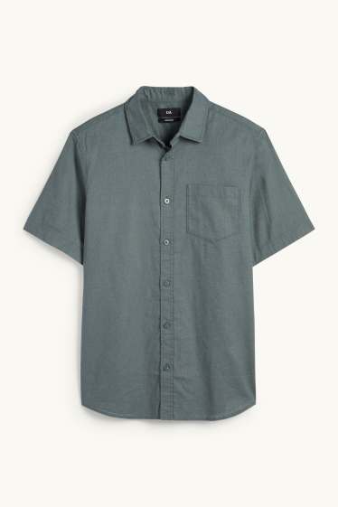 Herren - Hemd - Regular Fit - Kent - Leinen-Mix - grün