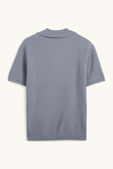 Home - Polo de punt - relaxed fit - texturat - gris