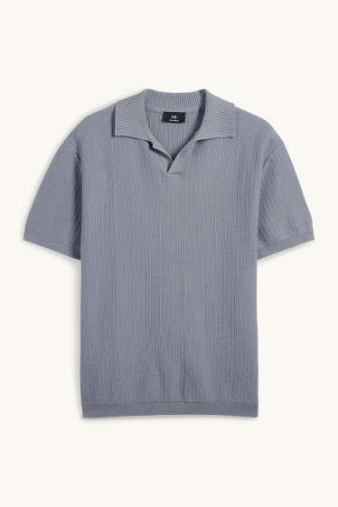 Home - Polo de punt - relaxed fit - texturat - gris