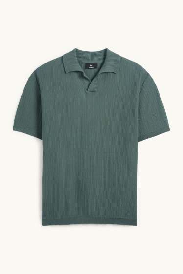 Home - Polo de punt - relaxed fit - texturat - verd