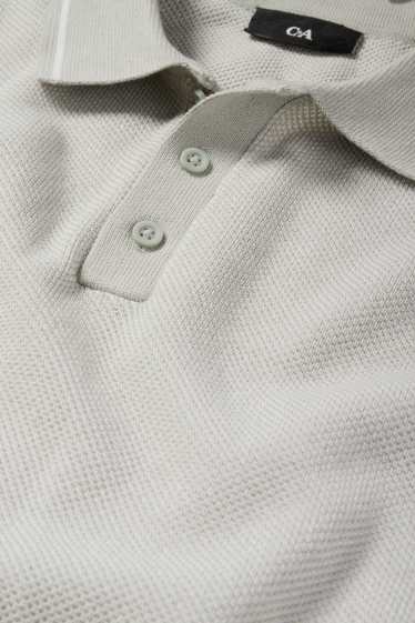 Herren - Strick-Poloshirt - Regular Fit - hellgrau