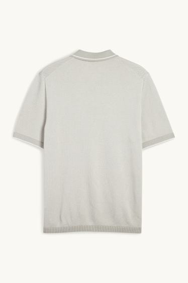 Herren - Strick-Poloshirt - Regular Fit - hellgrau