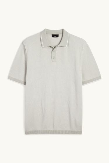 Herren - Strick-Poloshirt - Regular Fit - hellgrau