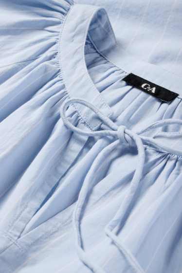 Dámské - Halenkové šaty - pruhované - světle modrá