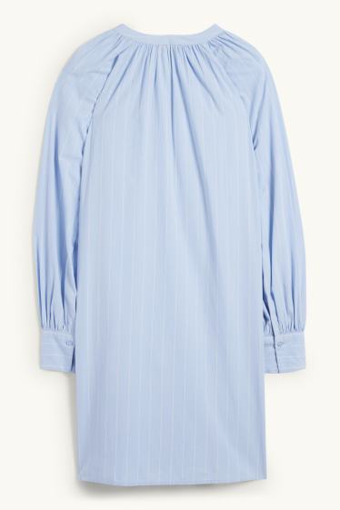 Dámské - Halenkové šaty - pruhované - světle modrá