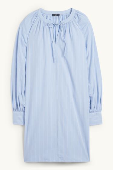 Dámské - Halenkové šaty - pruhované - světle modrá