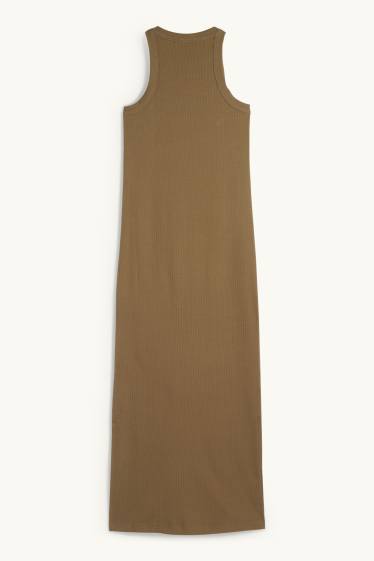 Women - Bodycon dress - ribbed - brown