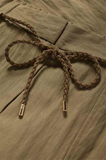 Women - Cloth trousers - high waist - tapered fit - brown