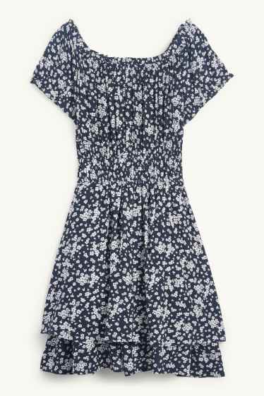 Women - Fit & flare dress - floral - dark blue