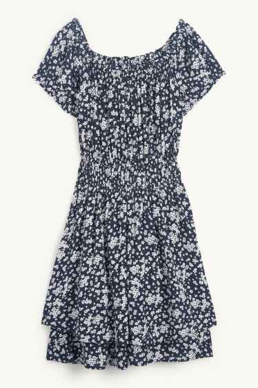 Women - Fit & flare dress - floral - dark blue