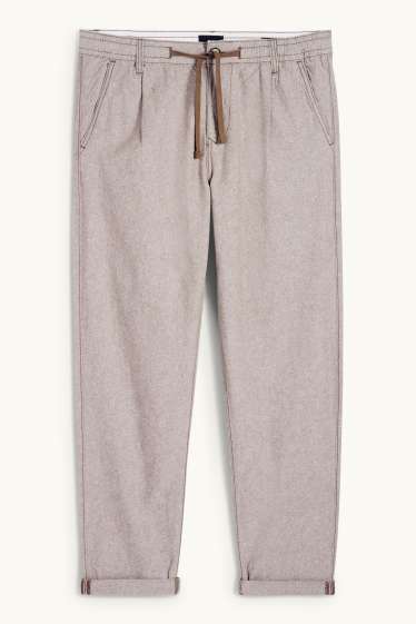 Hommes - Chino avec teneur en lin - tapered fit - marron chiné