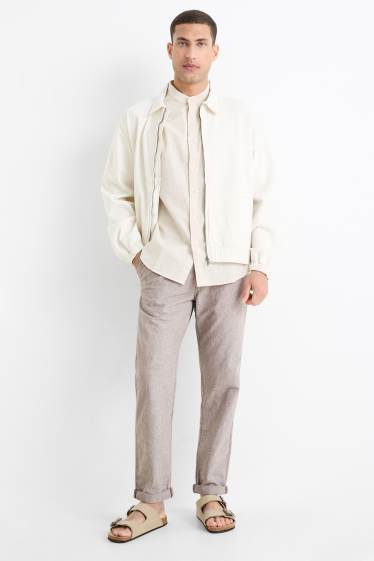 Hommes - Chino avec teneur en lin - tapered fit - marron chiné