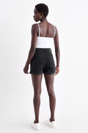 Damen - Mom Shorts - High Waist - schwarz