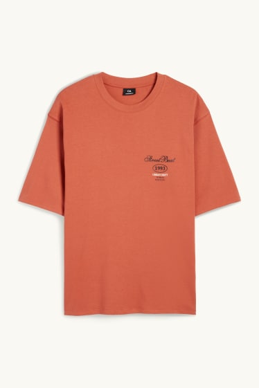 Hommes - T-shirt - oversize - terracotta