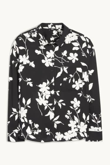 Women - Blouse - floral - black / white