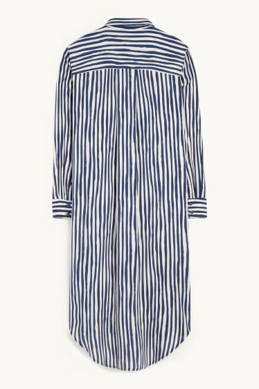 Dames - Blousejurk van viscose - gestreept - blauw / beige