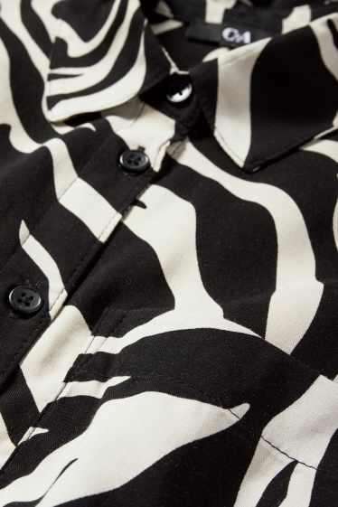 Femmes - Robe-chemisier - à motif - noir / beige