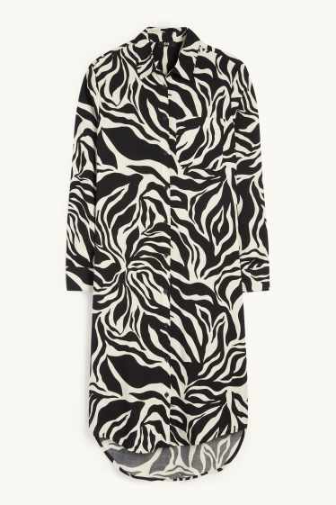Femmes - Robe-chemisier - à motif - noir / beige