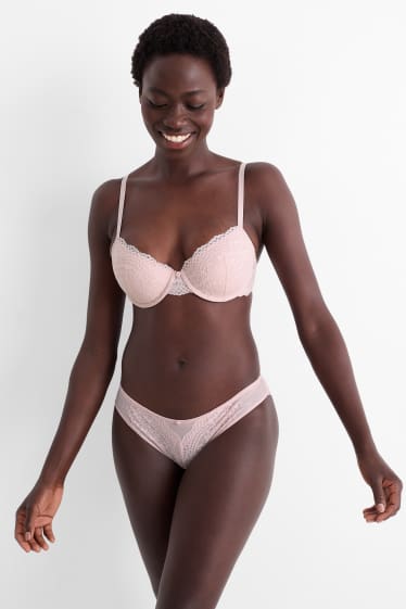 Damen - BH mit Bügel - DEMI - wattiert - rosa