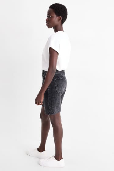 Dames - Korte spijkerbroek - mid waist - LYCRA® - grijs