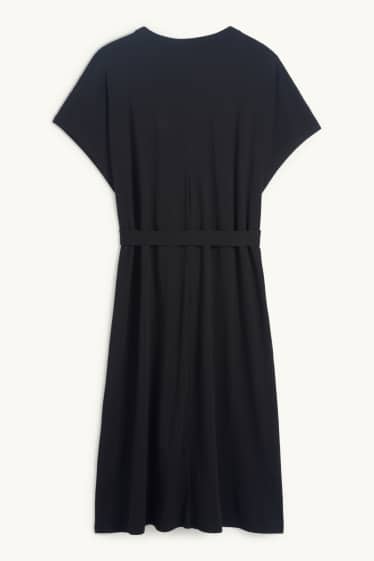 Women - T-shirt dress with belt - black