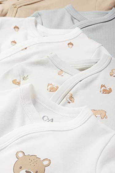 Unisexe - Lot de 5 - animaux sauvages - bodys croisés pour bébé - vert menthe