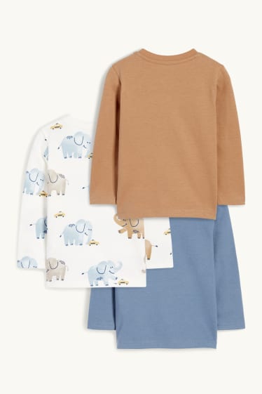 Bebeluși - băieți - Multipack 3 buc. - elefant - tricou cu mânecă lungă bebeluși - albastru