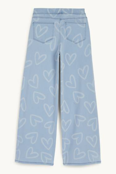 Bambine - Jeans a gamba larga - fantasia - azzurro