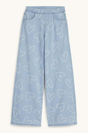 Bambine - Jeans a gamba larga - fantasia - azzurro