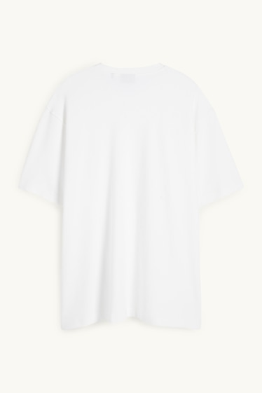 Herren - T-Shirt - Relaxed Fit - gerippt - weiß