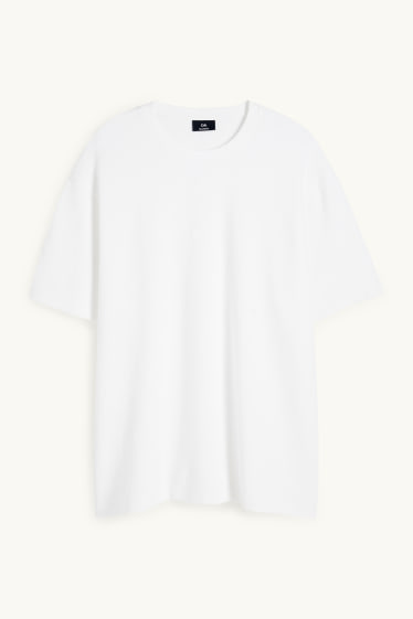 Herren - T-Shirt - Relaxed Fit - gerippt - weiß