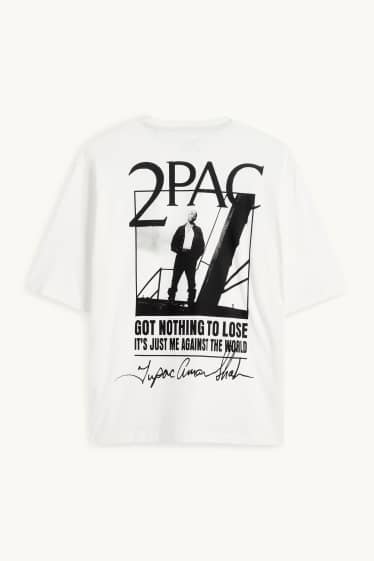 Hommes - T-shirt - oversize - Tupac - blanc