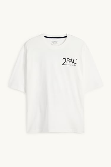 Hommes - T-shirt - oversize - Tupac - blanc