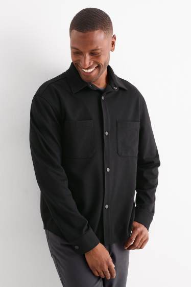 Hommes - Chemise - relaxed fit - col kent - noir